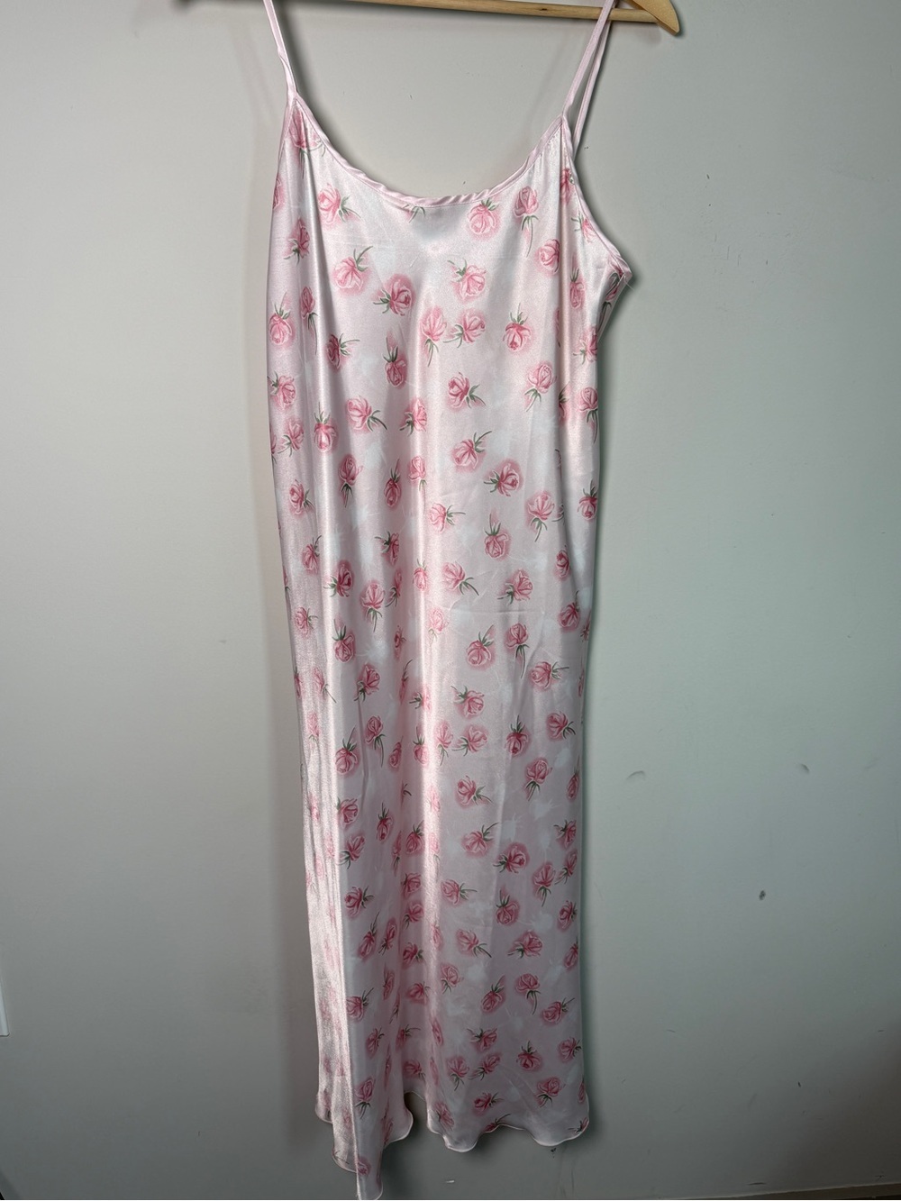 Sussan Lingerie Pink Rose Print Satin Slip Dress Coquette Softgirl Feminine M
